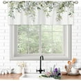 thumbnail image 3 of Rustic Sage Green Eucalyptus Leavses Valances Kitchen Curtains Watercolor Floral Flower Plants Botanical Farmhouse Wooden Bedroom Living Room Treatment Tier Fabric 1 Panel 52Wx18H Inch, 3 of 6