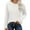 White, variant on Fznquz Long Sleeve Womens Blouse Plain Crew Neck Green Shirt Ribbed Casual Loose Lightweight Tops Womens L