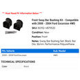 thumbnail image 2 of Front Sway Bar Bushing Kit - Compatible with 2000 - 2004 Ford Excursion 4WD 2001 2002 2003, 2 of 2