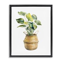 Stupell Industries Plant In Pottery Botanical & Floral Painting Black Floater Framed Art Print Wall Art, 25 x 31