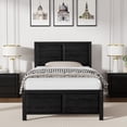 thumbnail image 1 of VECELO Twin Size Metal Platform Bed Frame with Wooden Headboard and Footboard, Strong Metal Slats Support/No Box Spring Needed, Black, 1 of 10