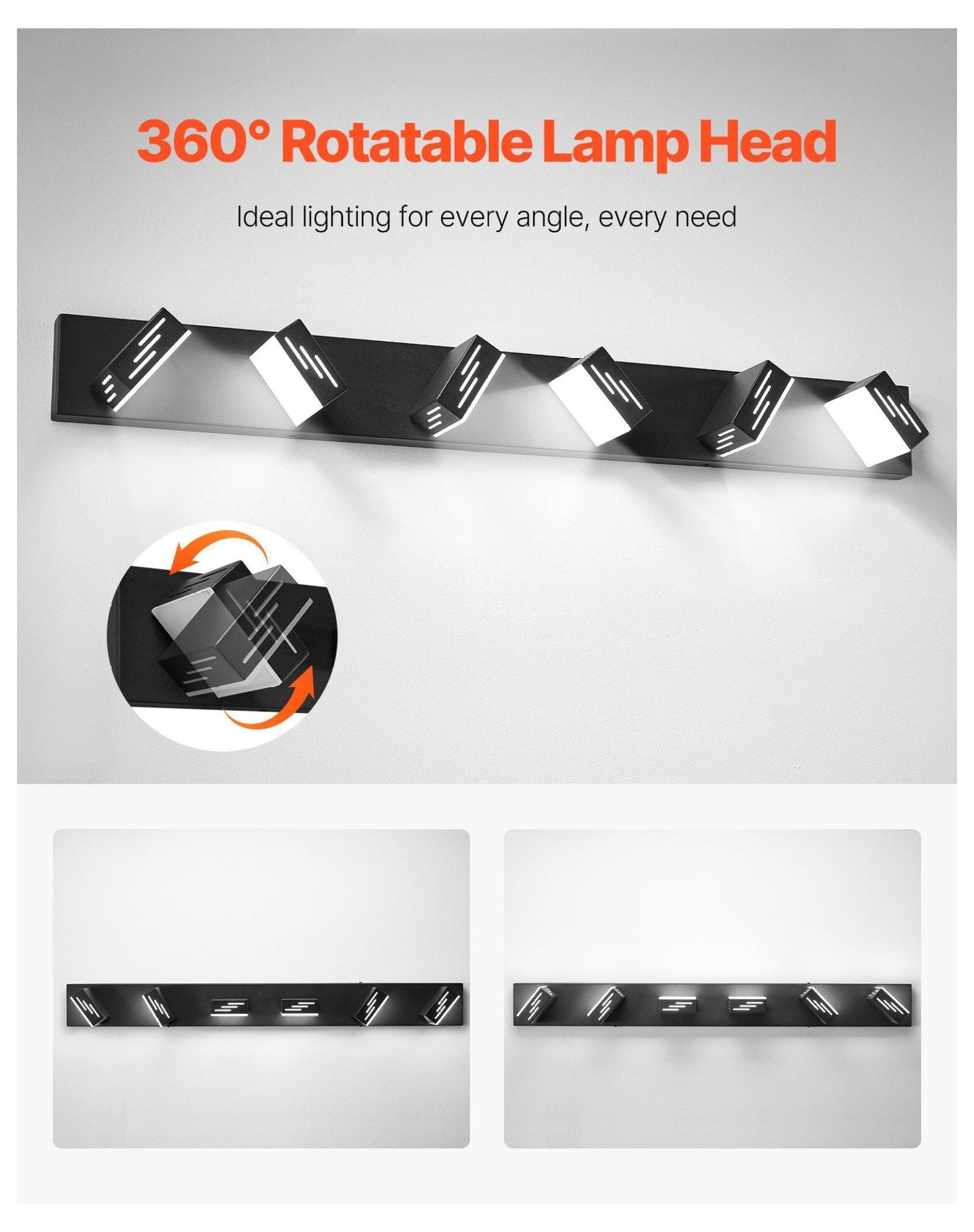 LED Bathroom Vanity Light Fixtures 6-Light, 40.35 Inch Modern Wall Sconce Lighting for Bathroom, Bedroom, Kitchen - 6000K Bright White, Adjustable