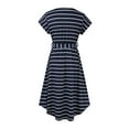 thumbnail image 4 of Gunia Womens Maternity Summer Short Sleeve Striped Print Dress For Breastfeeding With Belt Sleepwear Soft, 4 of 8