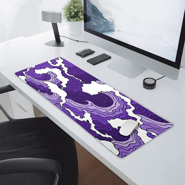 Black Japanese Aesthetic Gaming Mouse Pad XXL Anime Wave Octopus Tentacle  Extended Big Large Desk Mat Non-Slip Rubber Base Stitched Edge Long Keyboard  Mousepad for PC Computer Laptop,35.4×15.7 in 