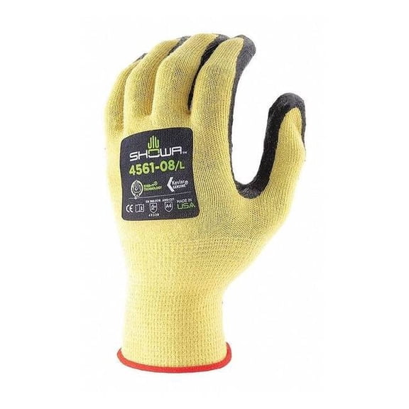 Showa Knit Gloves, Cut Level A4 ,Dipped ,Nitrile ,Grip ,L 1 PR 4561L-08-V