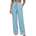 thumbnail image 2 of LEAVINGSUO Business Casual Pants for Women Solid Color Work Commuting Versatile Suit Pants With Pockets Blue XXL, 2 of 6