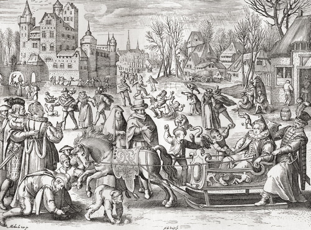 The Joys of Winter after the 16th century engraving by De Bruyn From Illustrierte Sittengeschichte vom Mittelalter bis zur Gegenwart by Eduard Fuchs published 1909 Canvas Art - Ken Welsh Design Pics