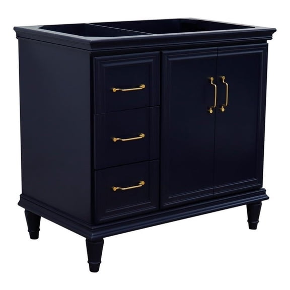 36 in. Single Wooden Vanity  Blue Finish Right Door Cabinet Only
