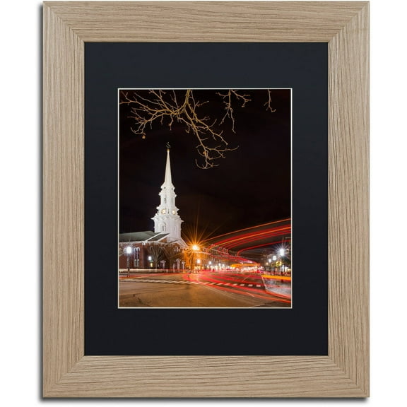 Trademark Fine Art "Street Lights" Canvas Art by Michael Blanchette Photography Black Matte, Birch Frame