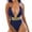 Blue, variant on Sngxgn Women's Swimsuit Tummy Control Deep V Neck Double Straps Crisscross Back Tie Bathing Suit(Blue,M)