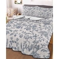 thumbnail image 2 of Quilts Twin XL Size, Farmhouse Blue Floral Soft Comforter Bedding Set for Bed, Vintage Botanical Leaves Burlap Lightweight Quilted Bedspread with Pillow Cover(2 Pieces) for All Season, 68x98 Inch, 2 of 6