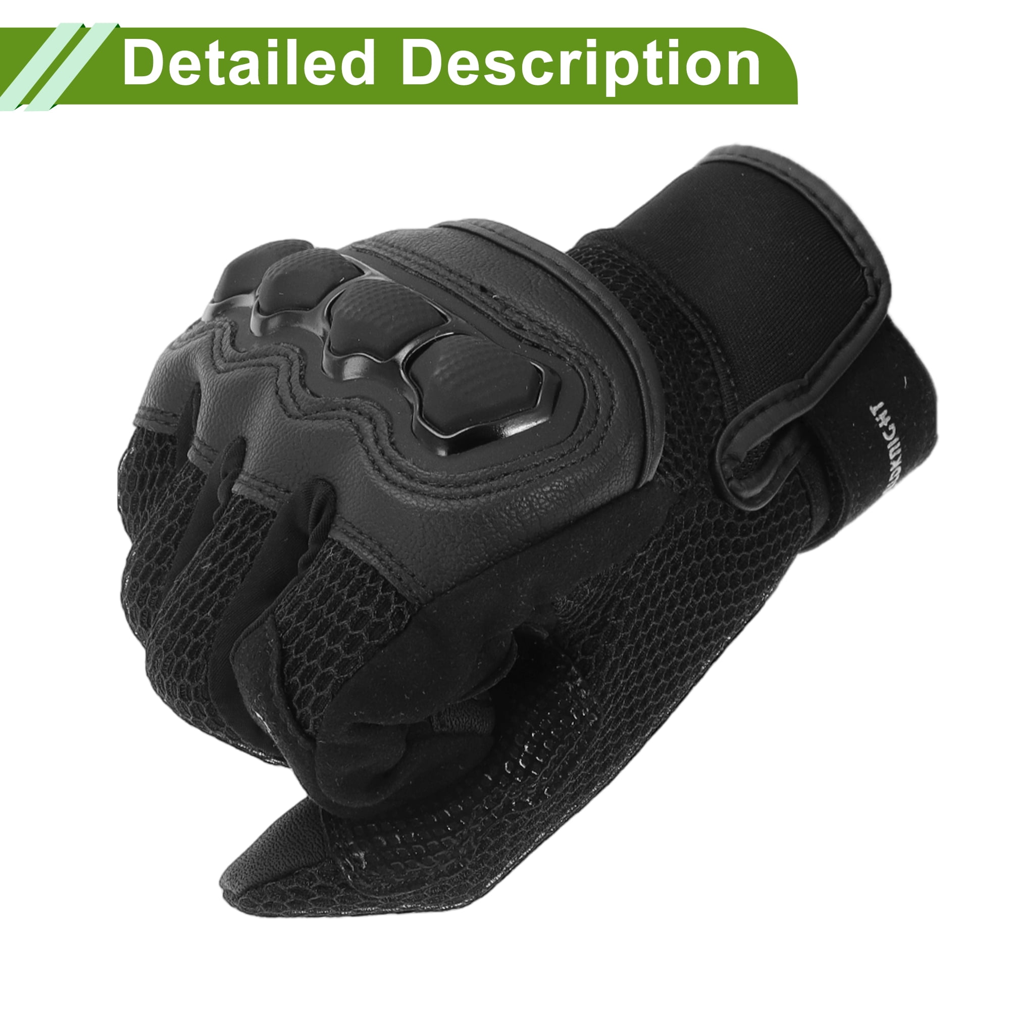 Unique Bargains S Motorcycle Gloves Breathable Full Finger Gloves Leather Outdoor Gloves Black 1 Pair