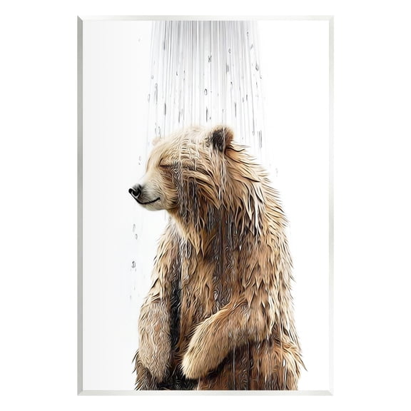 Stupell Industries Bear Shower Splash Animals & Insects Painting Unframed Art Print Wall Art, 10 x 15