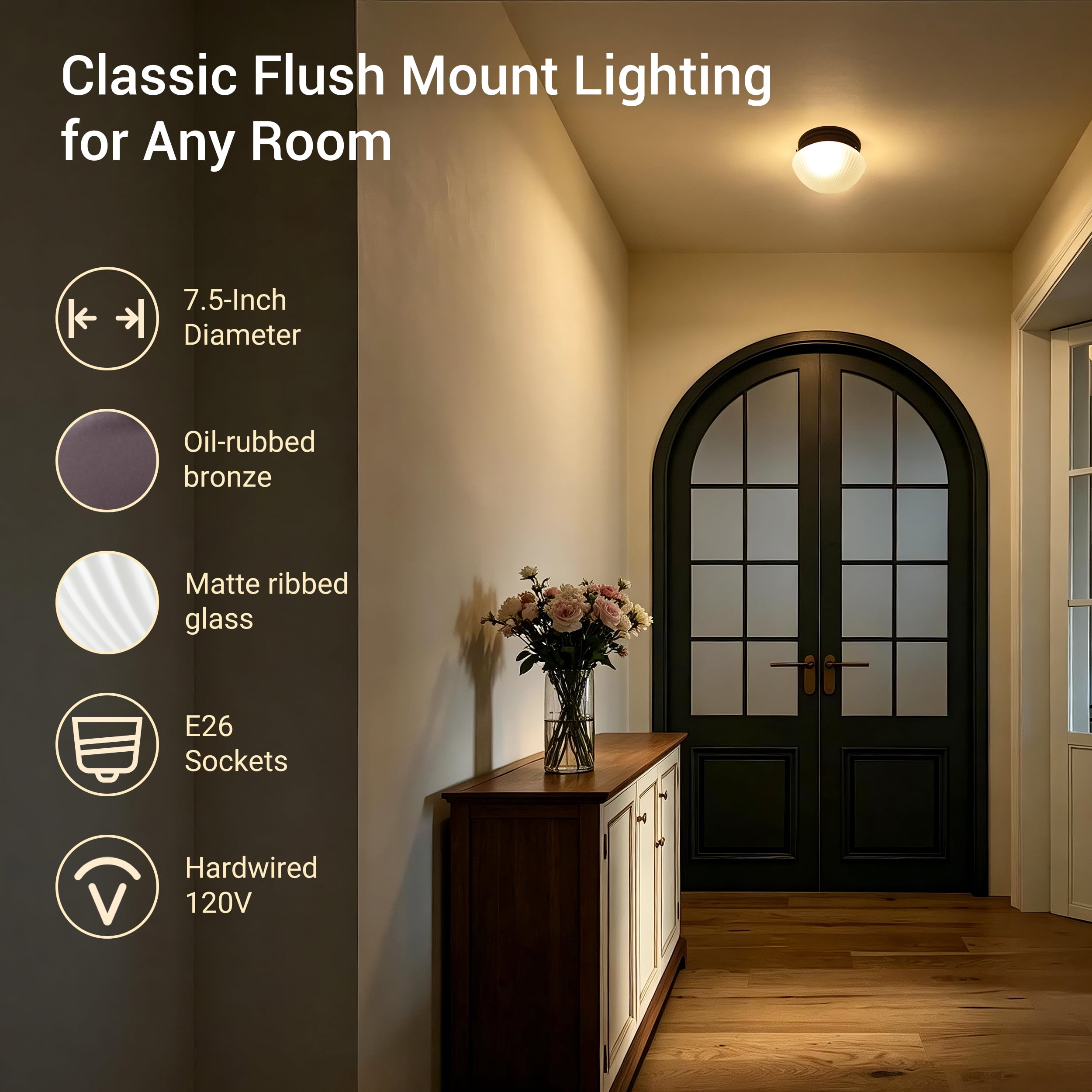Mainstays Flush Mount Ceiling Light, Bronze Finish, Bulb Not Included