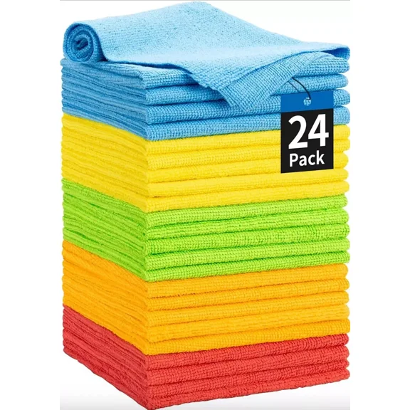 Microfiber Cleaning Cloth Set Of 24 Towel Rag Car Polishing Detailing No-Scratch