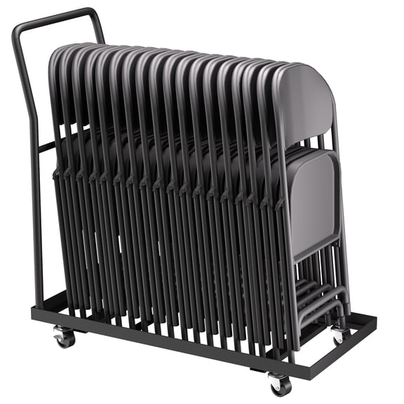 HOHYN 41.5" H Heavy Duty Folding Chair Cart, 300 LBS Capacity Folding Chair Storage with 360° Wheels, Holds 25 Chairs, Folding Chair Rack for Office Meeting Outdoor