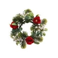 thumbnail image 2 of Christmas Candlestick Wreath with Golden Berries, Pine Cones & Greenery - 9.45" Plastic Holiday Centerpiece Decor for Table, Mantel, Window - Reusable Festive Candle Ring, 2 of 8