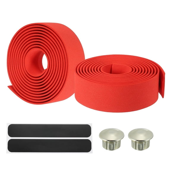 Bike Handlebar Tape, 2 Pack EVA Handle Grip Wraps Non-Slip Bicycle Bar Tape with Silver End Plugs for Racing Bicycles
