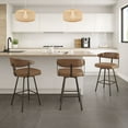 thumbnail image 6 of Amisco Quinton 26 In. Counter Stool - Tan Faux Leather / Dark Brown Metal / Light Brown Wood, 6 of 10