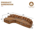 thumbnail image 4 of Bonuoke 127" Curved Sectional Sofa, L-Shape Modular Cloud Couch with 10 Pillows, 4-Seater High-Resilience Foam Upholstered Couches, No Assembly Required, Brown, 4 of 8