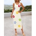 thumbnail image 3 of Vestido ZESICA de punto floral de verano, ajustado a media pierna, color albaricoque, para mujer, 3 of 7