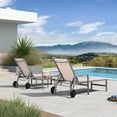 thumbnail image 3 of PURPLE LEAF 2-Person Armrest Outdoor Lounge Set – Adjustable Linen Chaise Lounges with Wheels, Aluminum Frame & Side Table for Patio, Poolside, or Yard, 3 of 7