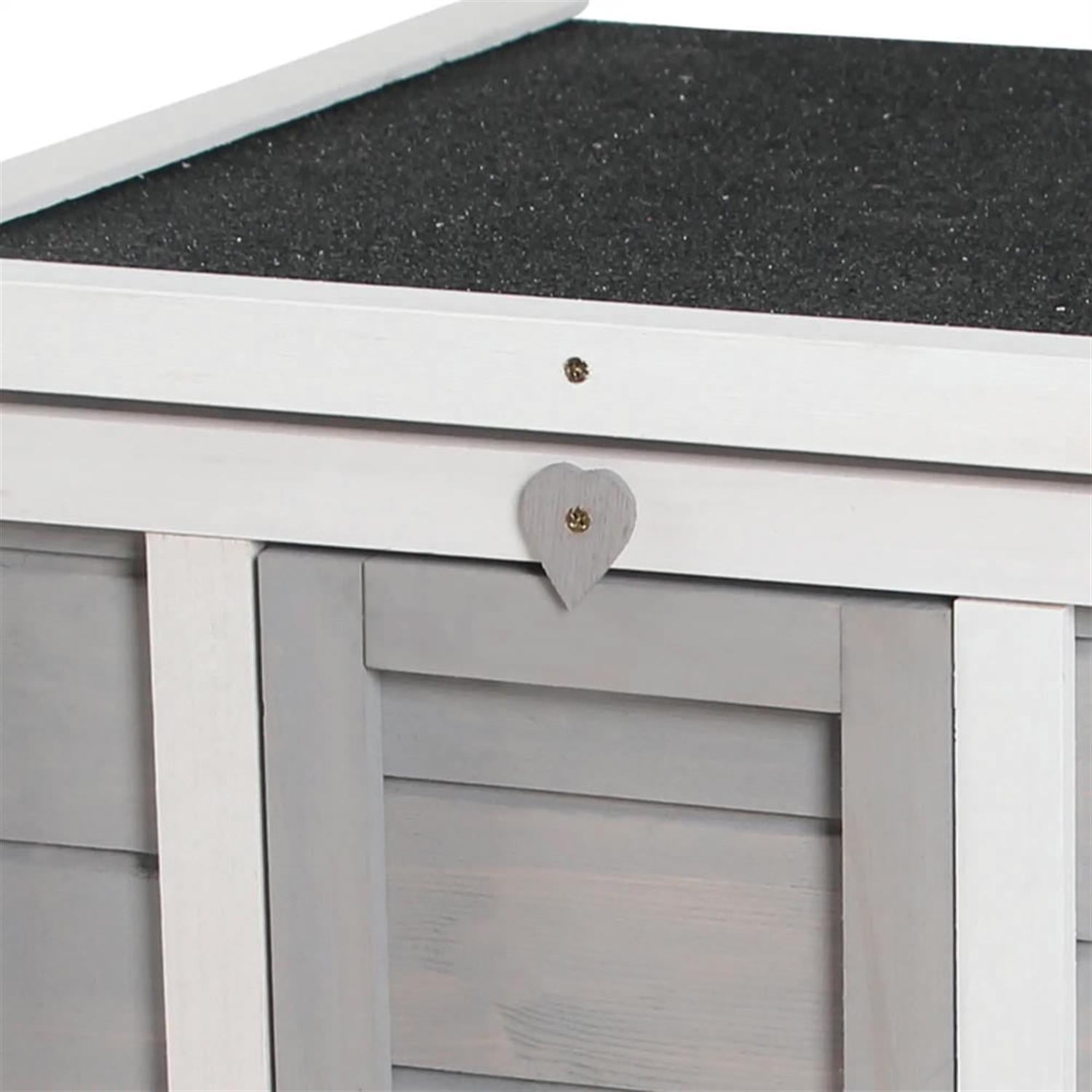Kadyn 17" Wooden Rabbit Hutch with Openable & Waterproof Roof, Outdoor Bunny Cage for Cats, Bunnies, Guinea Pigs, Grey