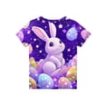 thumbnail image 5 of YOUYEDIAN 2026 Easter Girls T Shirts Funny Bunny Graphic Short Sleeve Tee Tops Festival Cute Cotton T-Shirt Outfits (Purple, 13-14 Years), 5 of 5