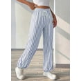 thumbnail image 7 of DOKOTOO Womens Drawstring Striped Pants Loose Elastic Waist Wide Leg Pants Trousers Casual Comfy Lounge Pants Trousers with Pockets, 7 of 7