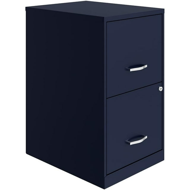 Pemberly Row 18" Modern Metal Filing Cabinet with 2 Drawers in Navy