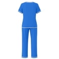 thumbnail image 7 of Wensltd Women's Summer Pajama Set Short Sleeve Notch Collar Tops and Elastic Waist Shorts 2 Piece, 7 of 7