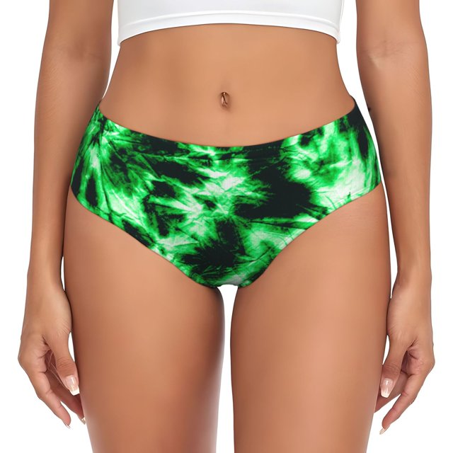Fotbe Green Tie Dye Calzones Estampados para Mujer – Ropa Interior de Algodón, Cómoda, Suave y Elástica-X-Small