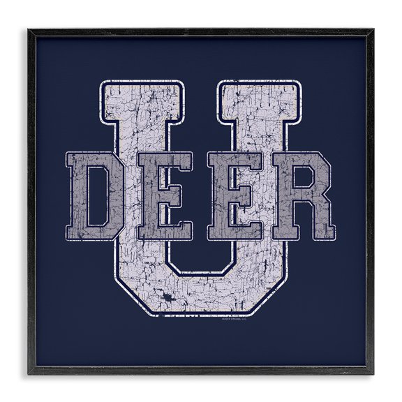 Stupell Industries Deer U College Varsity Novelty & Humor Painting Black Framed Art Print Wall Art, 12 x 12