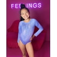 thumbnail image 4 of Oudiya Girls Long Sleeve Gymnastic Leotard Gradient Color Sparkly Ballet Dance Outfit for Kids 3-10Y, 4 of 7