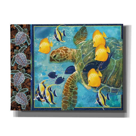Epic Graffiti 'Turtle Hatchlings' by James Mazzotta, Canvas Wall Art, 34"x26"