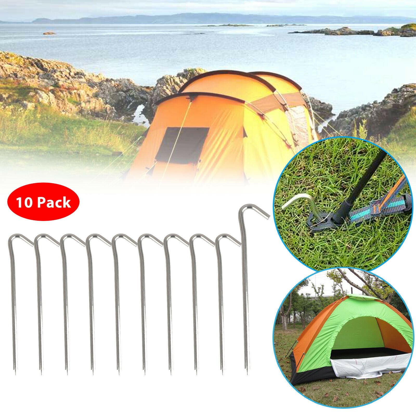 10pcs Aluminium  Strong Metal Tent Stakes Canopy Ground Garden Camping Pegs 