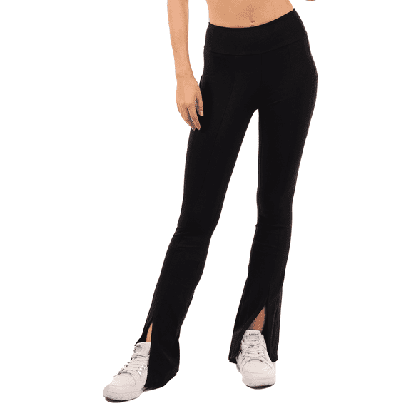 Yoga Leggings with Front Slit and Pockets High Waist Tummy Control Buttery Soft Stretchy Workout Pants Black 1X