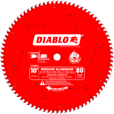Diablo D1080N 10" 80T Medium Aluminum Table/Chop/Slide Blade