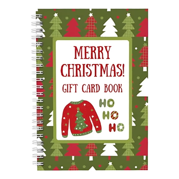 CCOCC Merry Christmas Personalized Gift Card Book 5X7 Spiral-Bound,Diy Holiday Cards Holder for Family,Friends & Classmates,Gift Cards,Gift Card Book Christmas