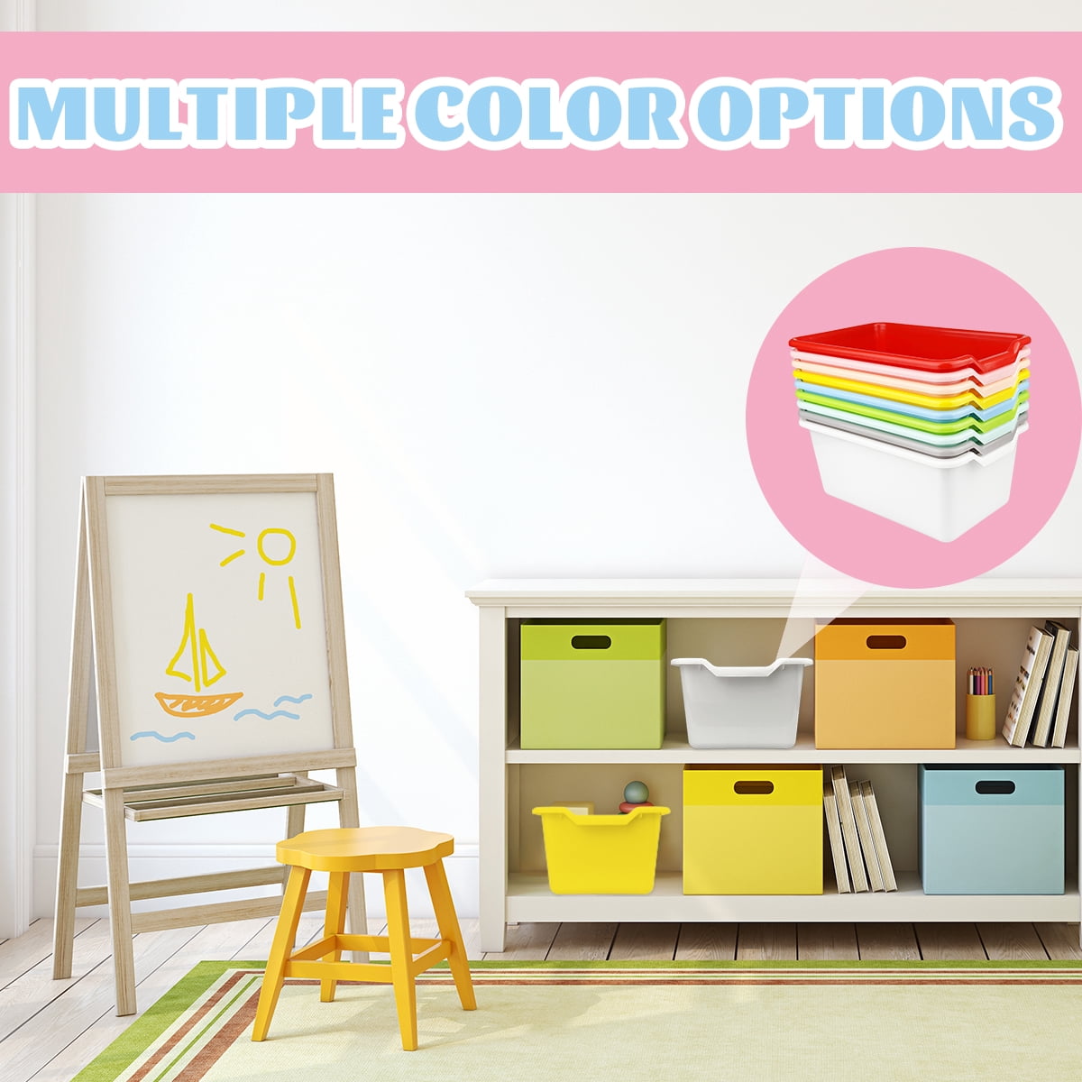 Pansente 18 PCS Plastic Classroom Bins, Bulk Book Bins, Multi Functional Toy Box, Books Binss For Classrooms ，Suitable For School Classrooms Office Home Book Storage