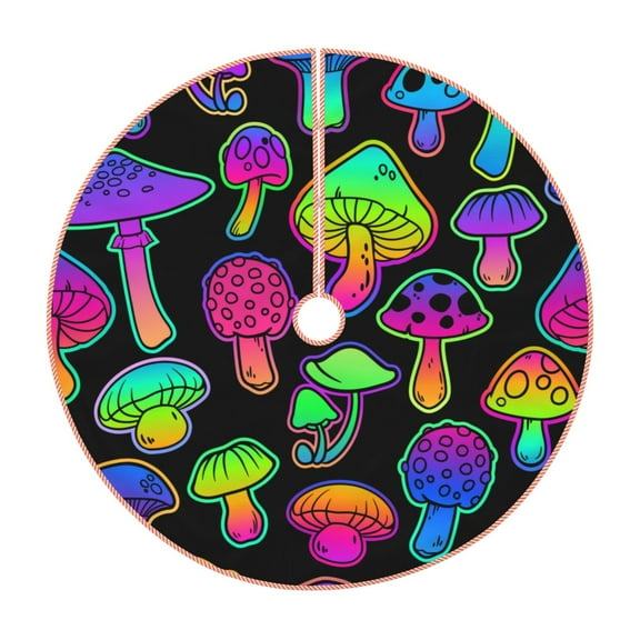 Rateoe Bright Mushrooms Pattern Christmas Tree Skirt with Ties , Christmas Tree Decorations, Farmhouse Christmas Decor Xmas Holiday Decorations-30"