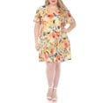 thumbnail image 2 of White Mark Women's Plus Size V-Neck Vintage Floral Short Sleeve Dress, 2 of 6