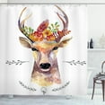 thumbnail image 1 of Ambesonne Indie Shower Curtain, Watercolor Deer Rustic, 69"Wx84"L, Multicolor, 1 of 3