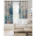 thumbnail image 4 of Summer Marine Life Blackout Curtains for Bedroom Living Room, Ocean Sea Turtle Starfish Coral Coastal Retro 72 In Long Thermal Insulated Room Darkening Drapes Grommet Window Treatments, 52 x 72 In, 4 of 9