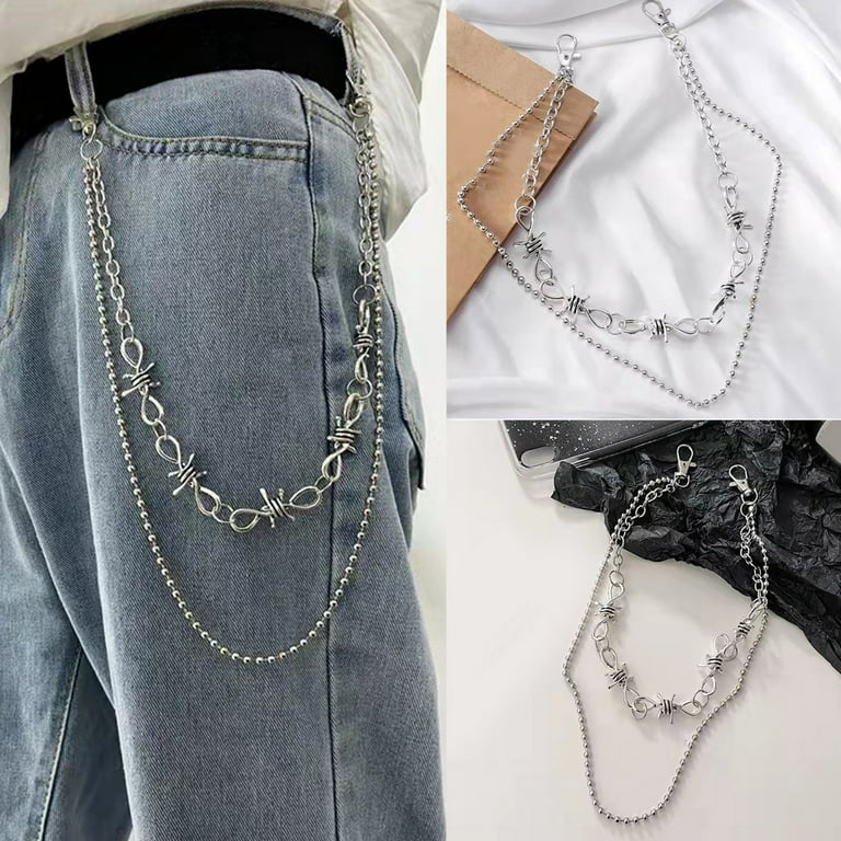 Branded 5 Pieces Pants Chain Wallet Chain Cross Butterfly Charm