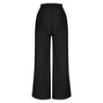 thumbnail image 6 of Cotton Linen Pants for Women Summer Wide Leg Casual Beach Pants Pull on Elastic Waist Casual Trendy Pants with Pockets, 6 of 7