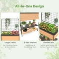 thumbnail image 3 of Topcobe Raised Garden Bed with Trellis 2-tier Storage Shelves for Porch Garden, Tier Plant Stand Indoor Outdoor, Plant Display Stand for Patio, Natural, 3 of 8