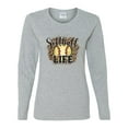 thumbnail image 3 of Softball Life Animal Print Girl Sports Womens Graphic Long Sleeve T-Shirt, Heather Grey, Large, 3 of 5