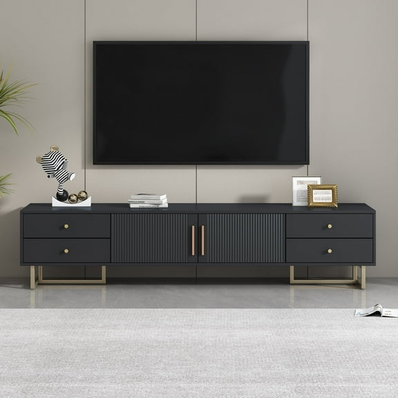 Royard Oaktree TV Stand for TVs up to 75" Modern Entertainment Center with Fluted Doors and Drawers