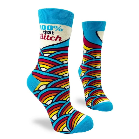 Novelty Crew Socks for Women 100 That B-tch